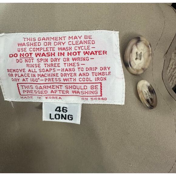 Vintage Woodmere Size 46 Long XL XXL Tall Trench Coat Khaki Removable Liner - Picture 7 of 12